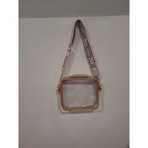 Steve Madden Clear Stadium Crossbody bag makeup travel wide adj. Strap concert